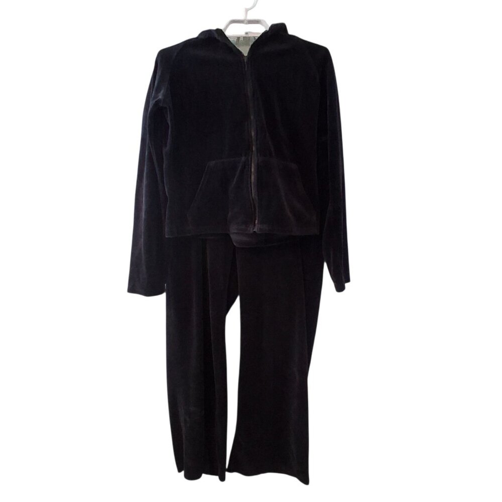 The Limited vintage velour track suit pants hoodie jacket wmns M L USA black Y2K